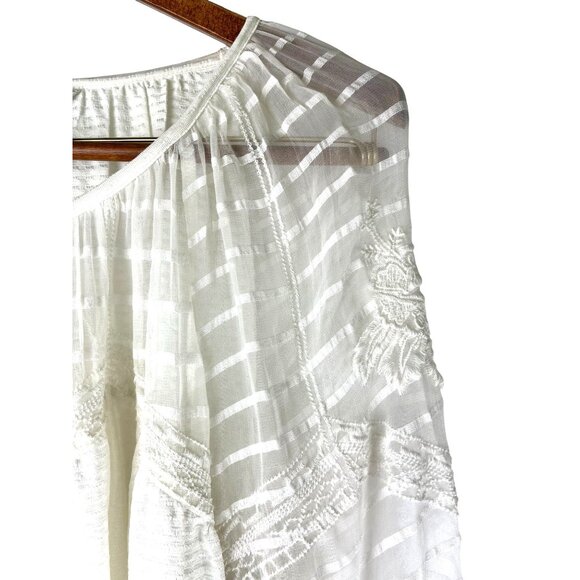 Flutter Sleeve Lace Sheer Boho Cottage Core Lucky Brand Blouse, Size XL - Picture 4 of 8